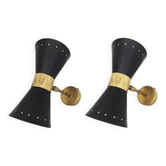 Pair of Italian diabolo wall lights, 1950s