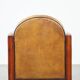 Sheep leather and wooden Art Deco design armchair with ball feet