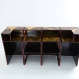 Large oxidized and patinated brass bar by Isabelle and Richard Faure 1970