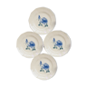 Lot de 4 assiettes à dessert Digoin Sarreguemines rose bleu porcelaine modèle "Cannes"