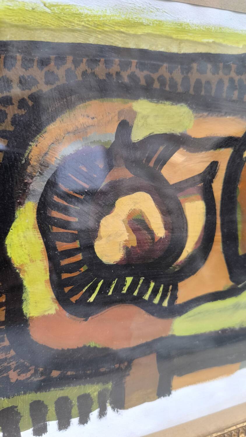 Oil on cardboard by Guy Rougon 1970