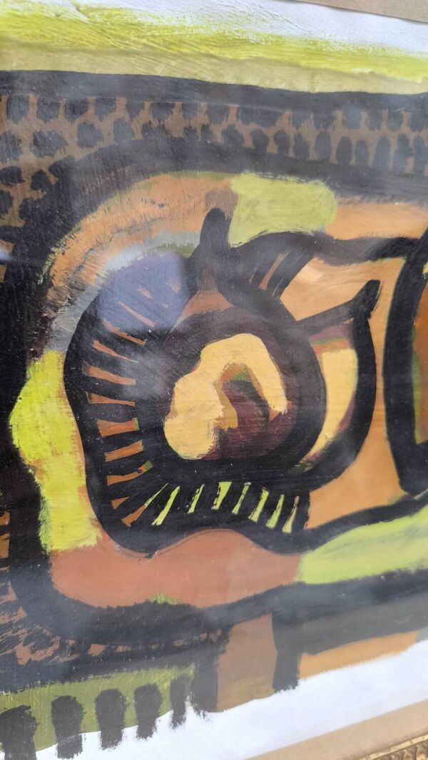 Huile sur carton par Guy Rougon 1970