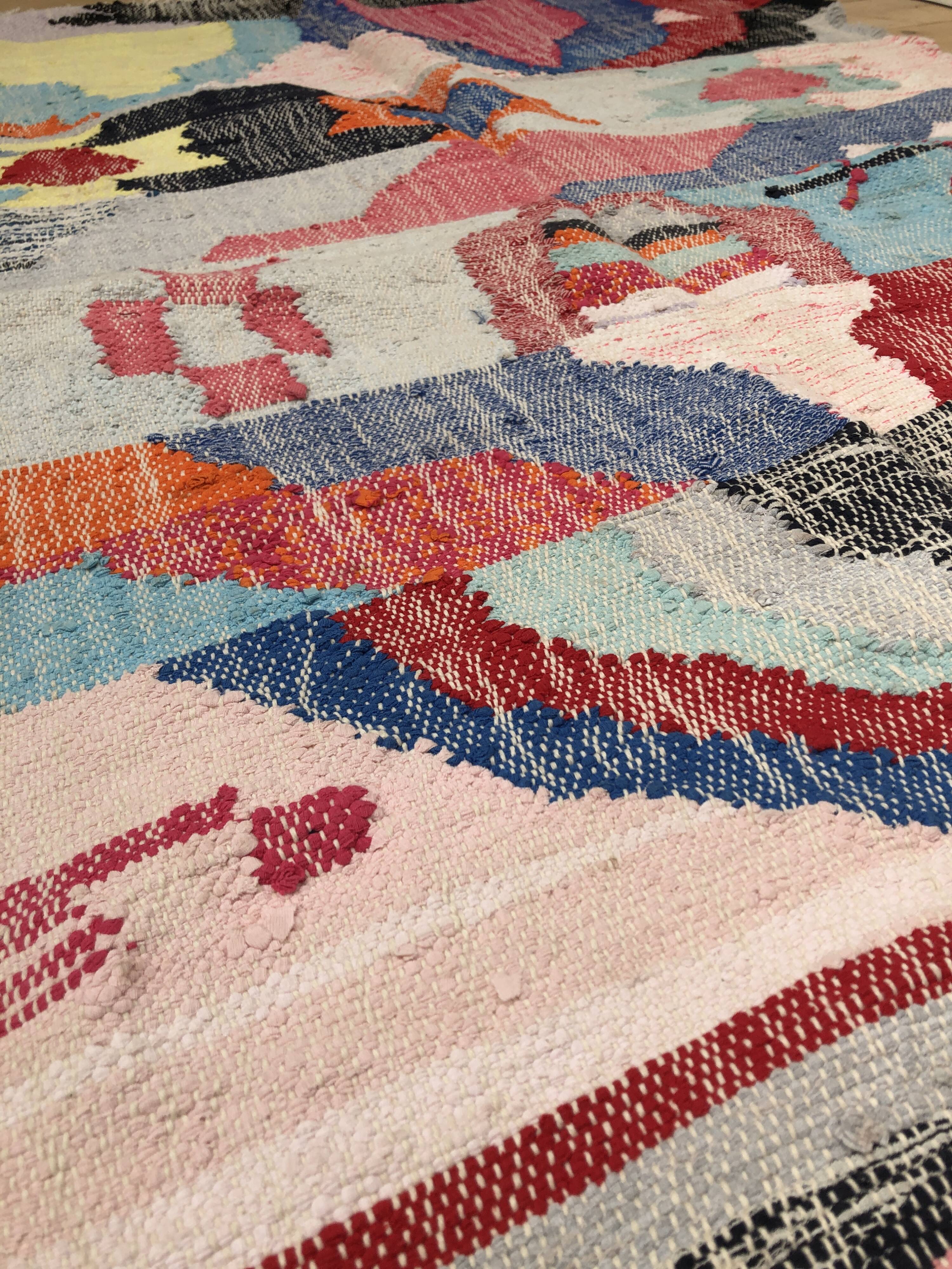 Moroccan Berber carpet Kilim Boucherouite Neuf 1, 75x1m