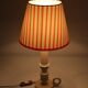 Lampe bougeoir, Pied bois tourné Ancien & Abat-jour Rayé