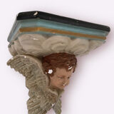 Nineteenth century plaster wall console, cherub decoration