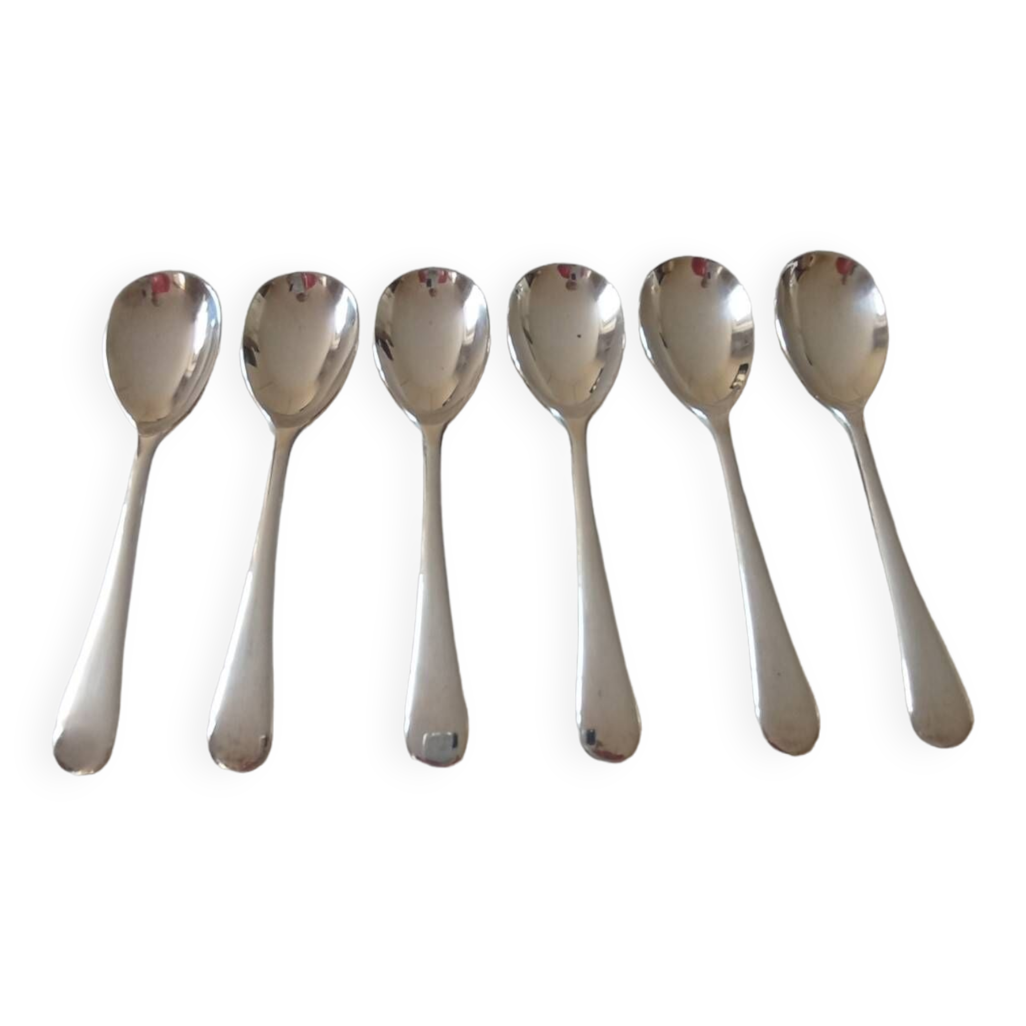 Set of 6 small silver metal spoons