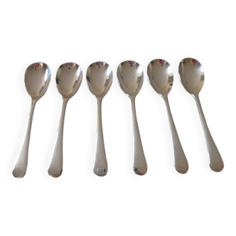 Set of 6 small silver metal spoons