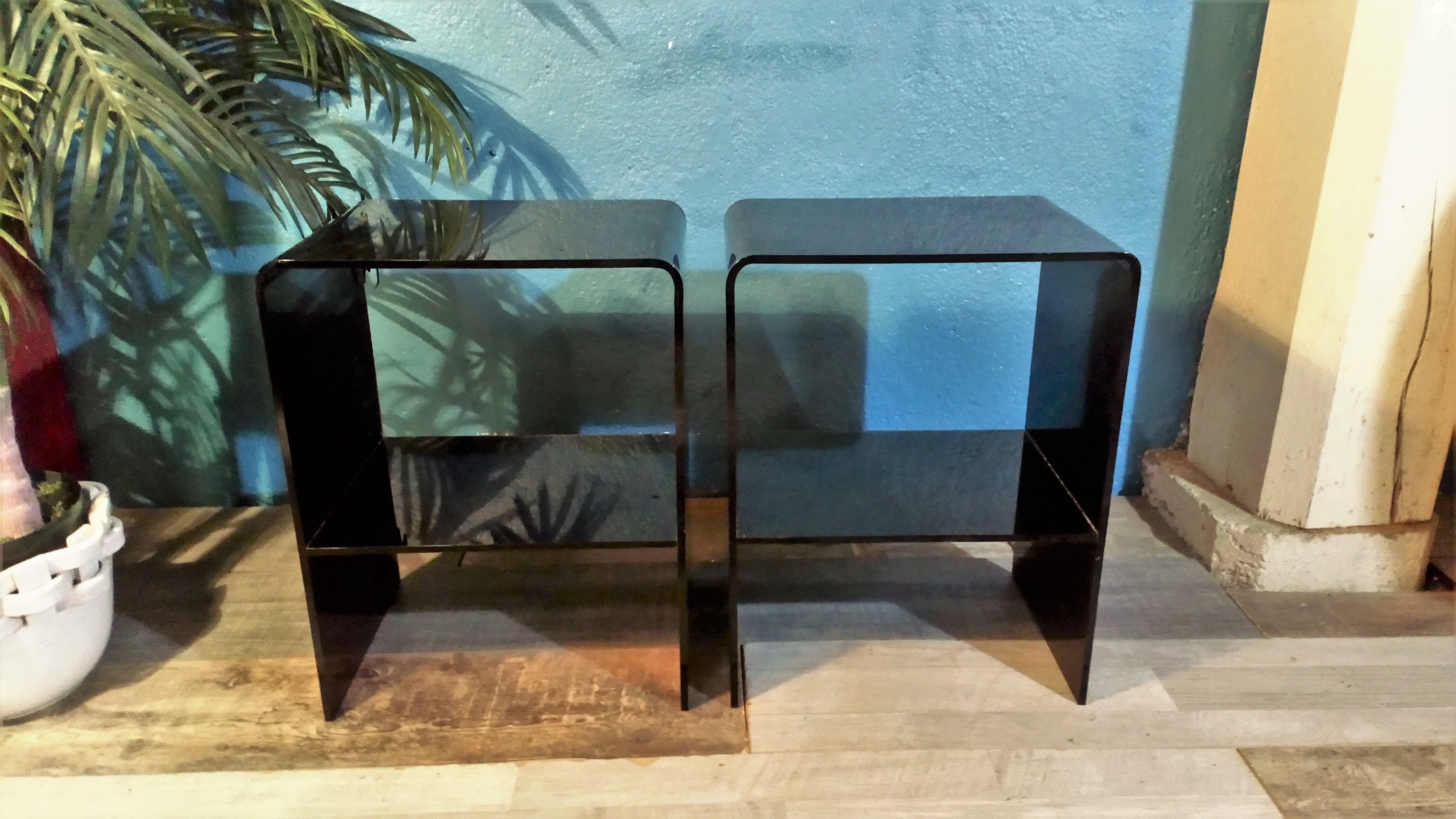 Plexiglas bedside tables 1970s