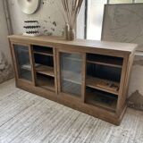 Enfilade meuble de métier chêne portes vitrées