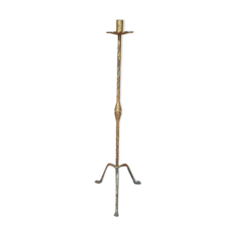 Brutalist gilded wrought iron floor lamp base 1970