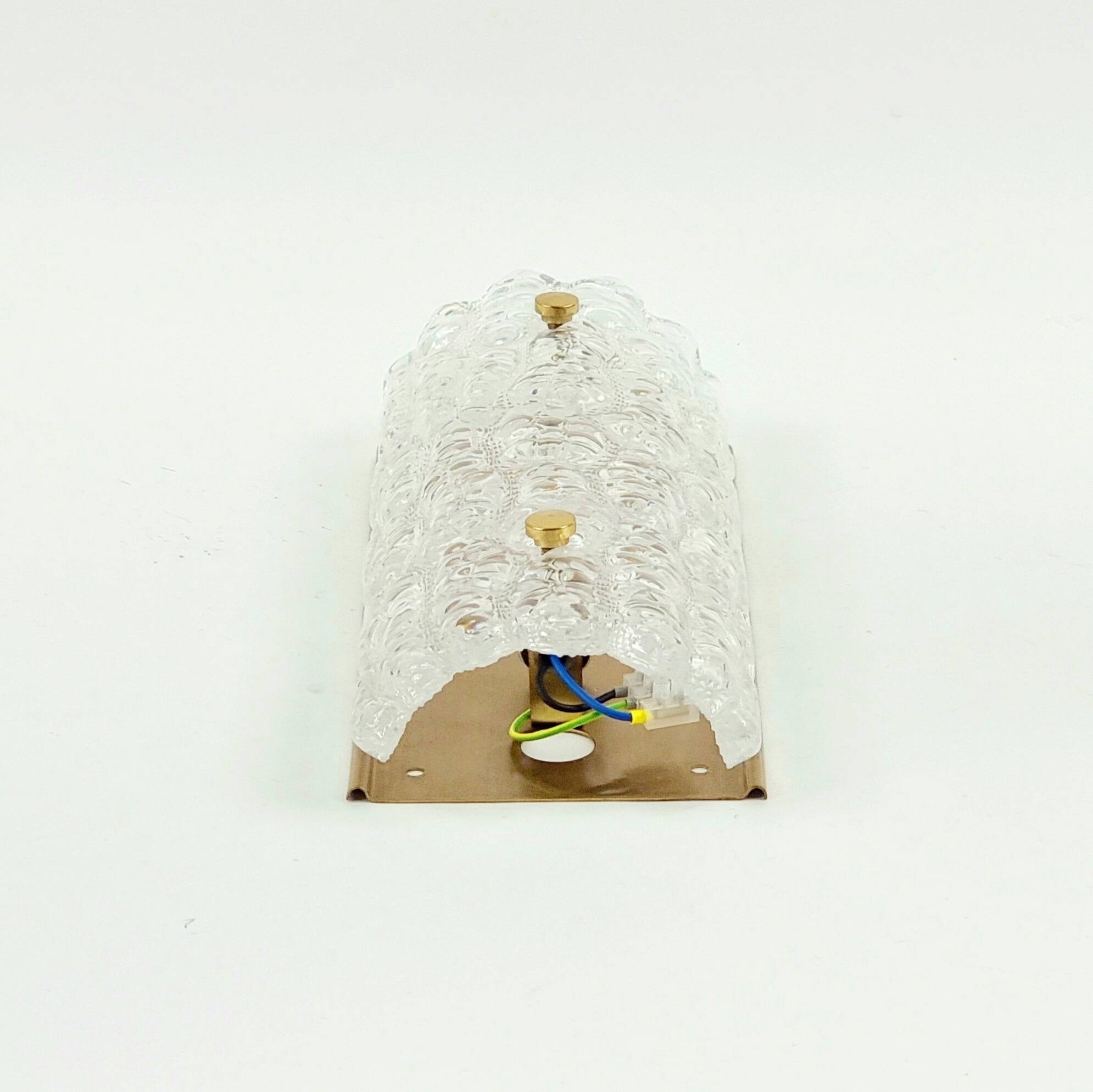 Scandinavian Glass & Brass Wall Lamp by Carl Fagerlund for Orrefors, 1960s