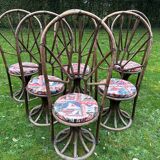 Set of 6 vintage rattan chairs