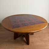 Height-adjustable table in oak and ceramic – Guillerme & Chambron, France