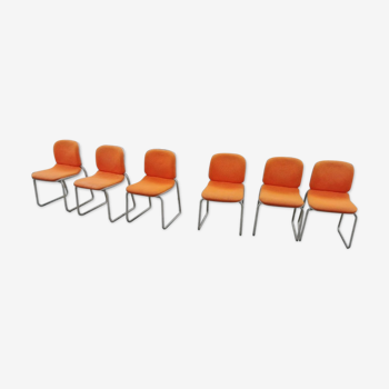 Set of 6 vintage orange Euro Chair Girsberger design chairs