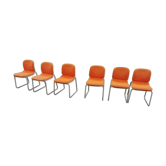 Set of 6 vintage orange Euro Chair Girsberger design chairs