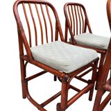 4 bamboo and fabric chairs