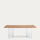 Oak table top with tempered glass legs – in perfect condition.