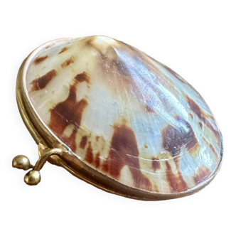 Shell and brass pill box