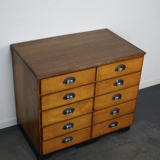 Apothecary cabinet or bank of drawers in oak and German pine mid-twentieth century