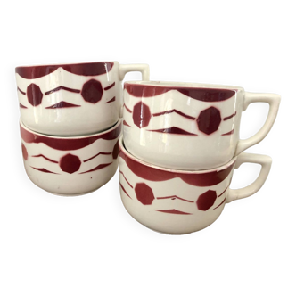Vintage set of 4 Chiboulette Digoin Sarreguemines cups