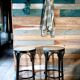 Set of 2 high bar stools made of wicker and rattan cane.