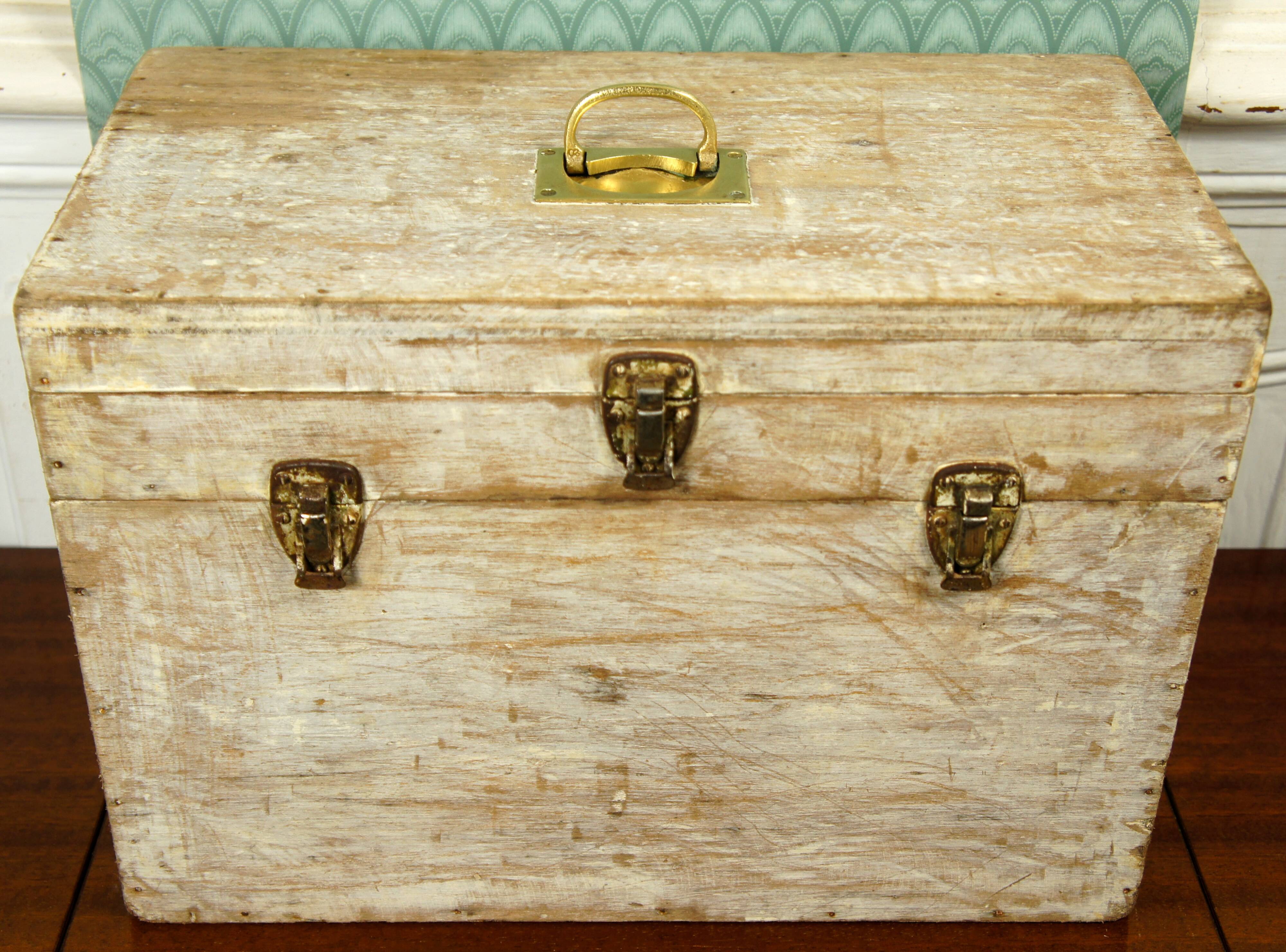 Wooden box & old brass 3 levels