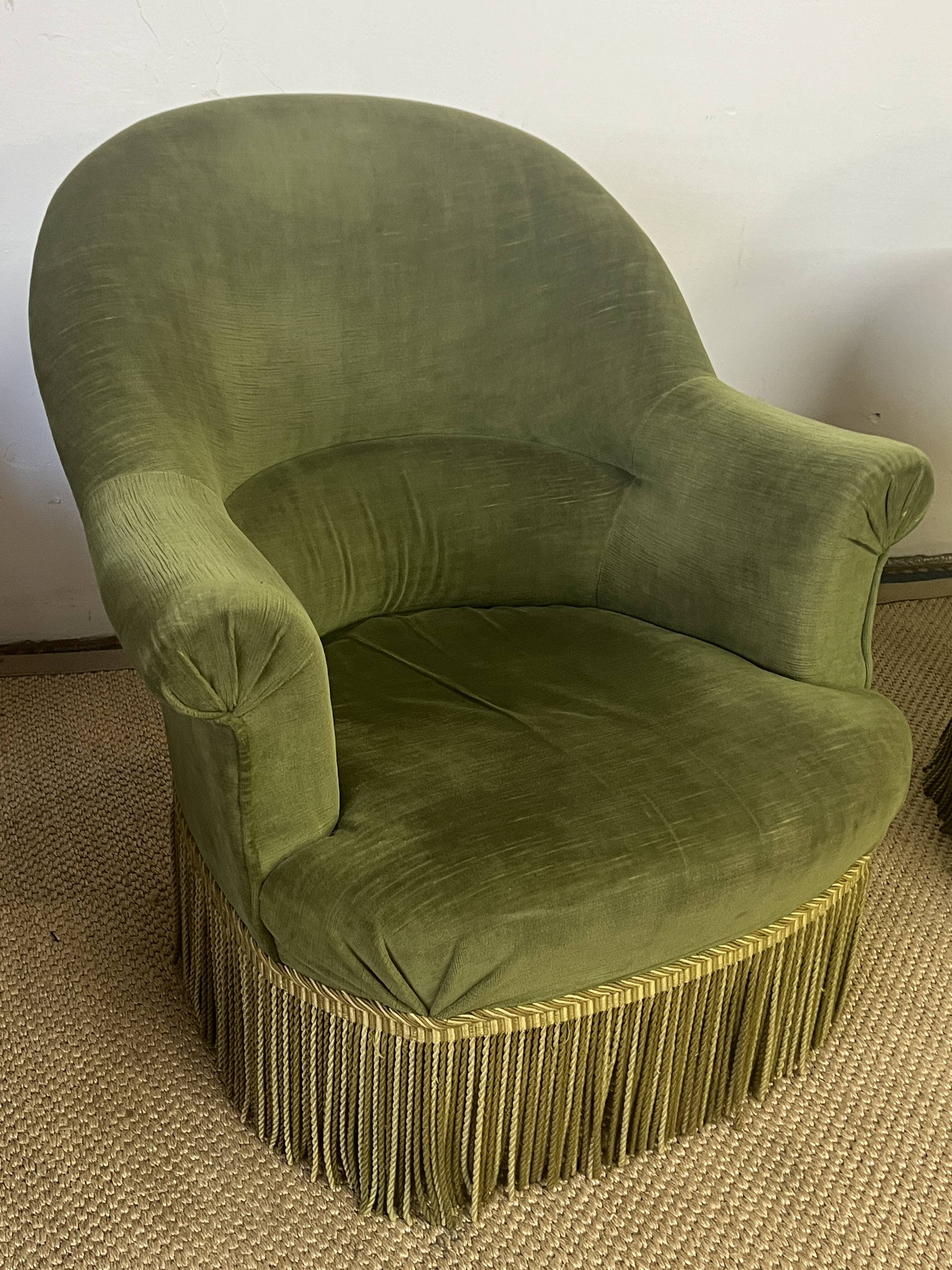 Pair of green toad armchairs