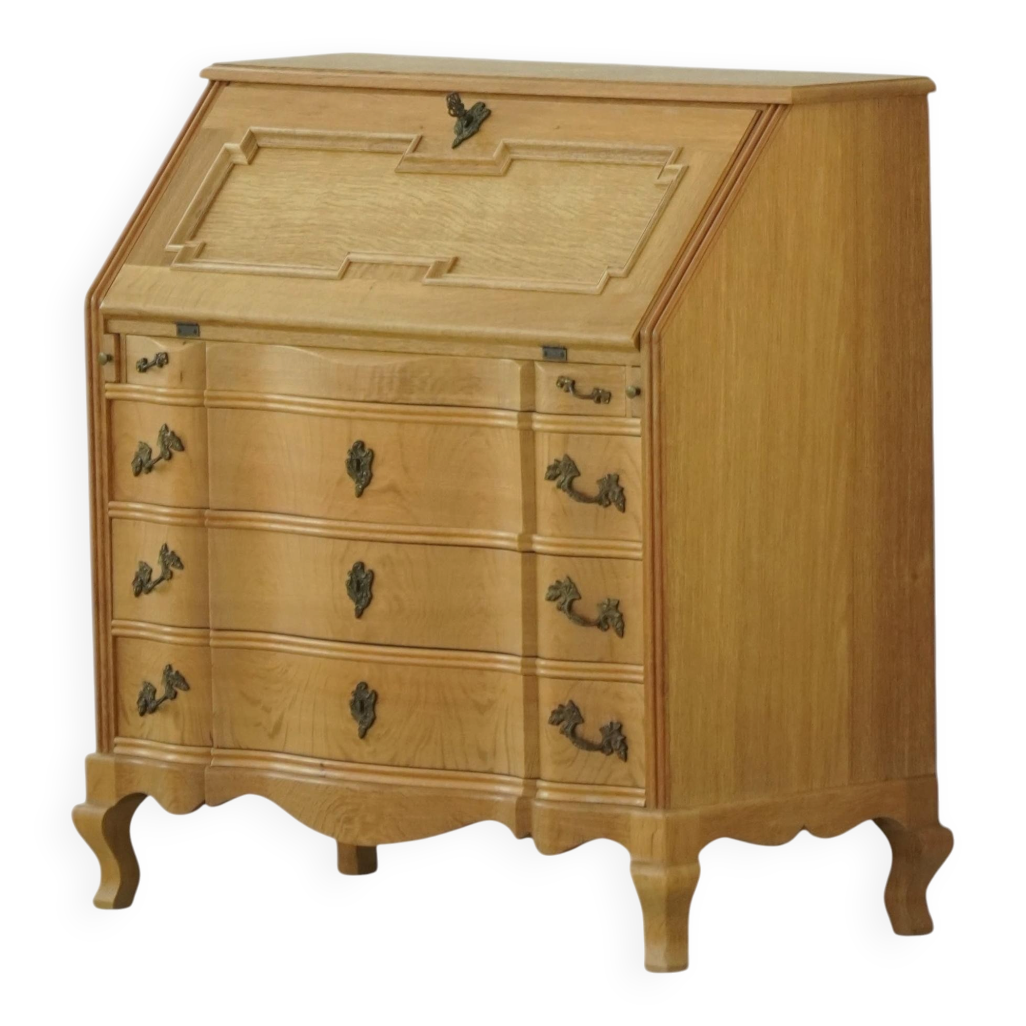 Modern Danish oak secretary with drop-down front, mid-20th century, 1960s.