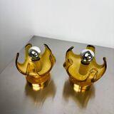 Paire d'appliques Carlo Nason pour Mazzega Murano, verre soufflé de Murano orange I