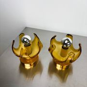 Pair of Carlo Nason wall lights for Mazzega Murano, blown Murano glass orange I