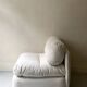 Italian off-white chenille armchair with a wooden base, 1970s design.