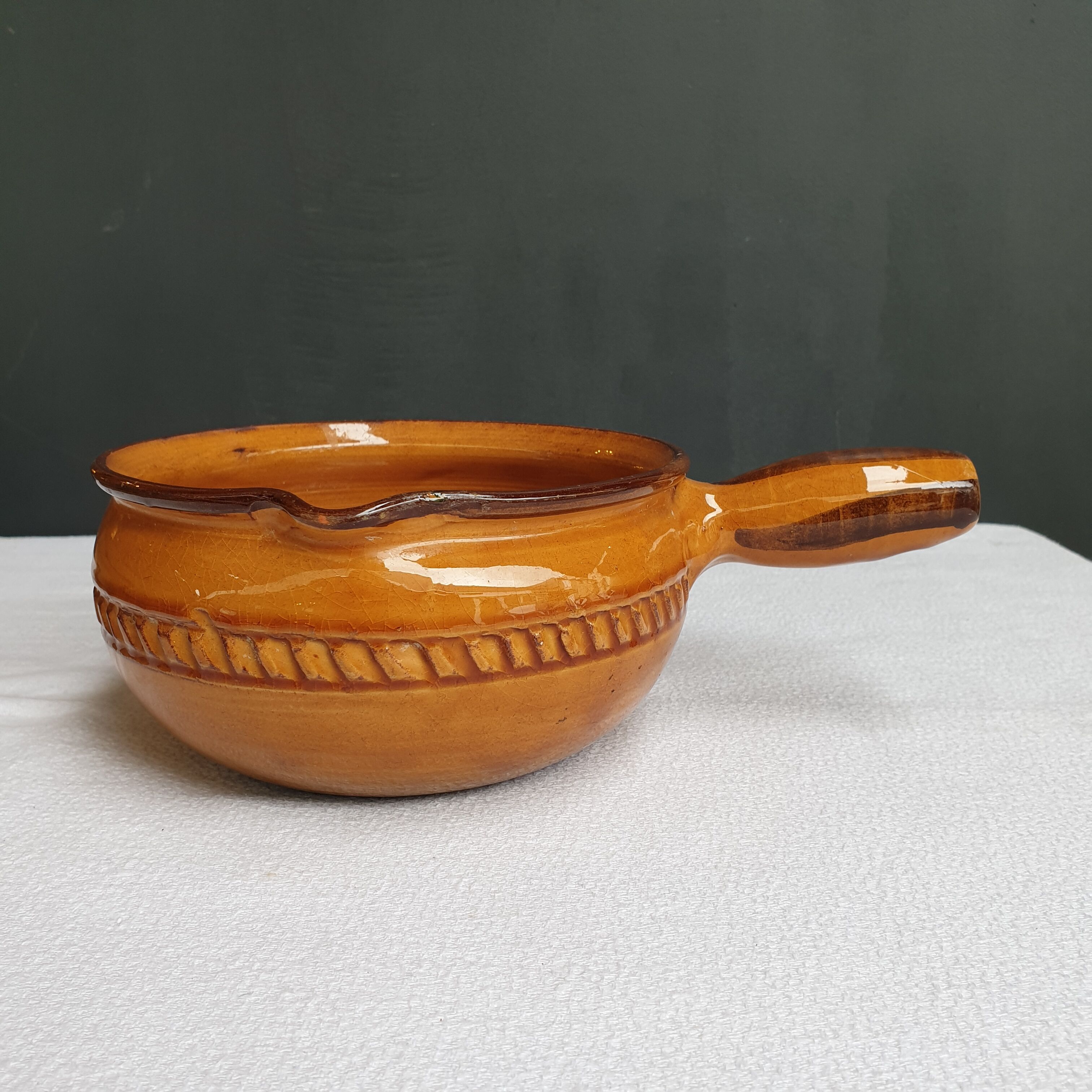 Ceramic enamel caquelon poelon Vallauris Vintage