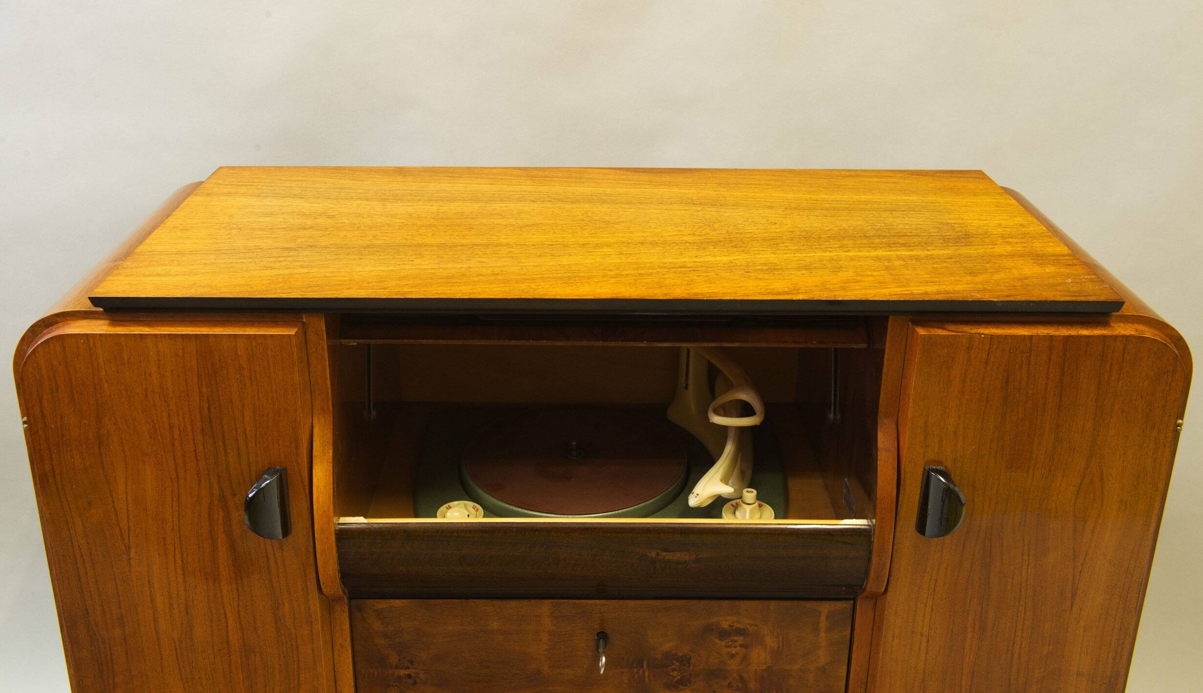 1950s Jindřich Halabala Record Cabinet – Walnut Mid-Century Design Icon