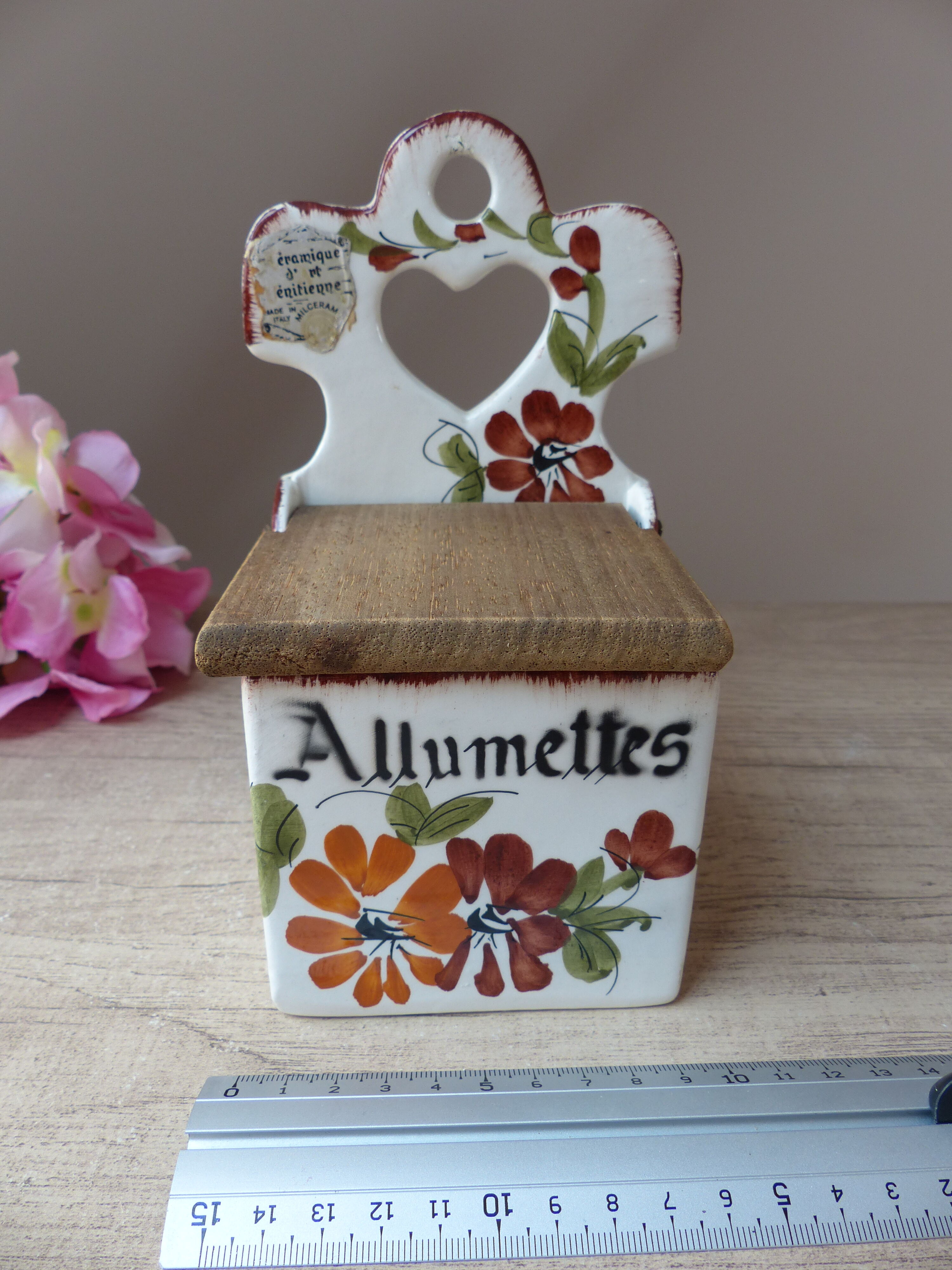 Old Ceramic Matchbox Italy