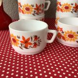 Tasses arcopal "flore" marguerite et tournesol seventies