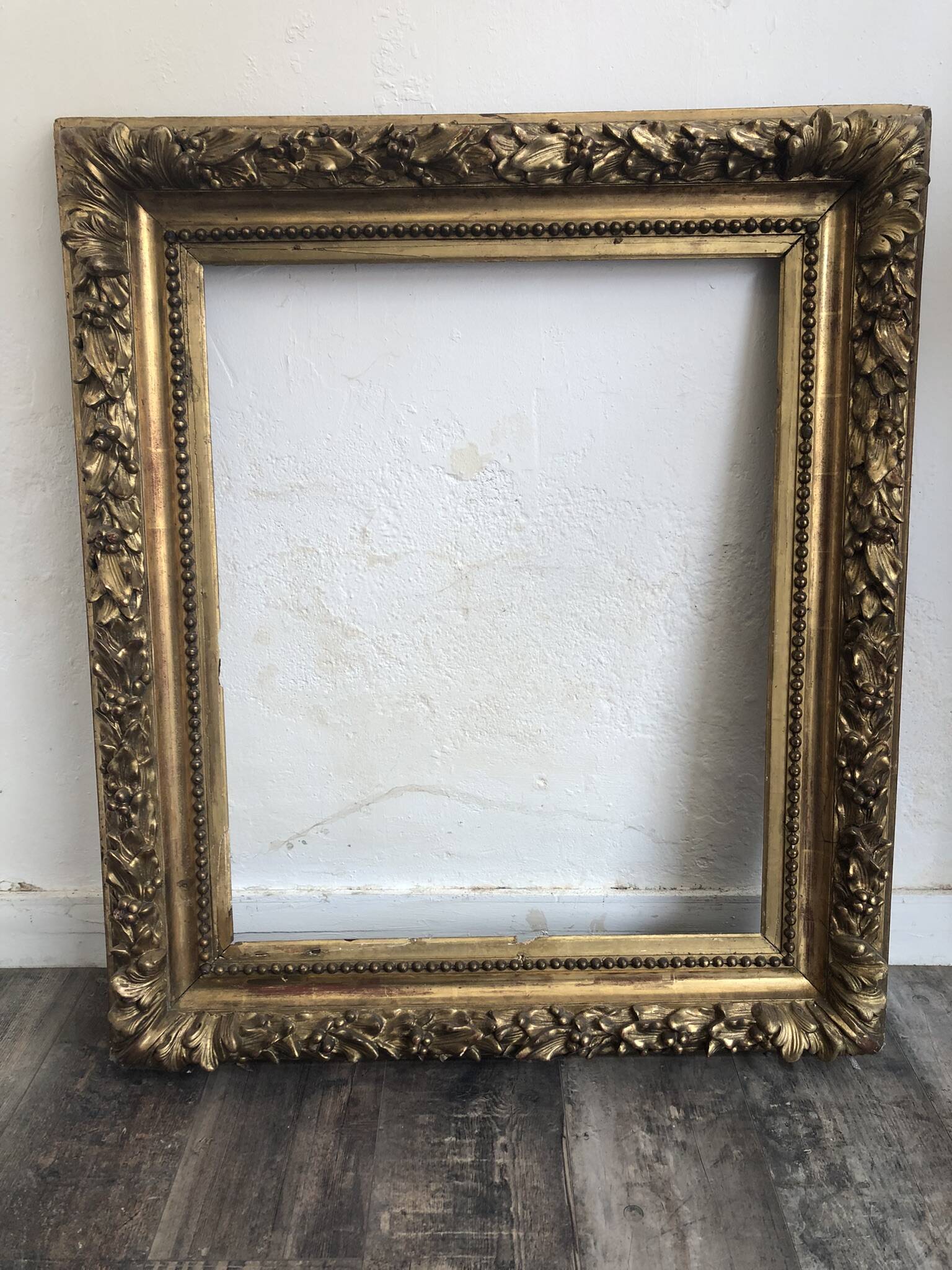 Large frame XIX gilded leaf height 100cm width 86cm