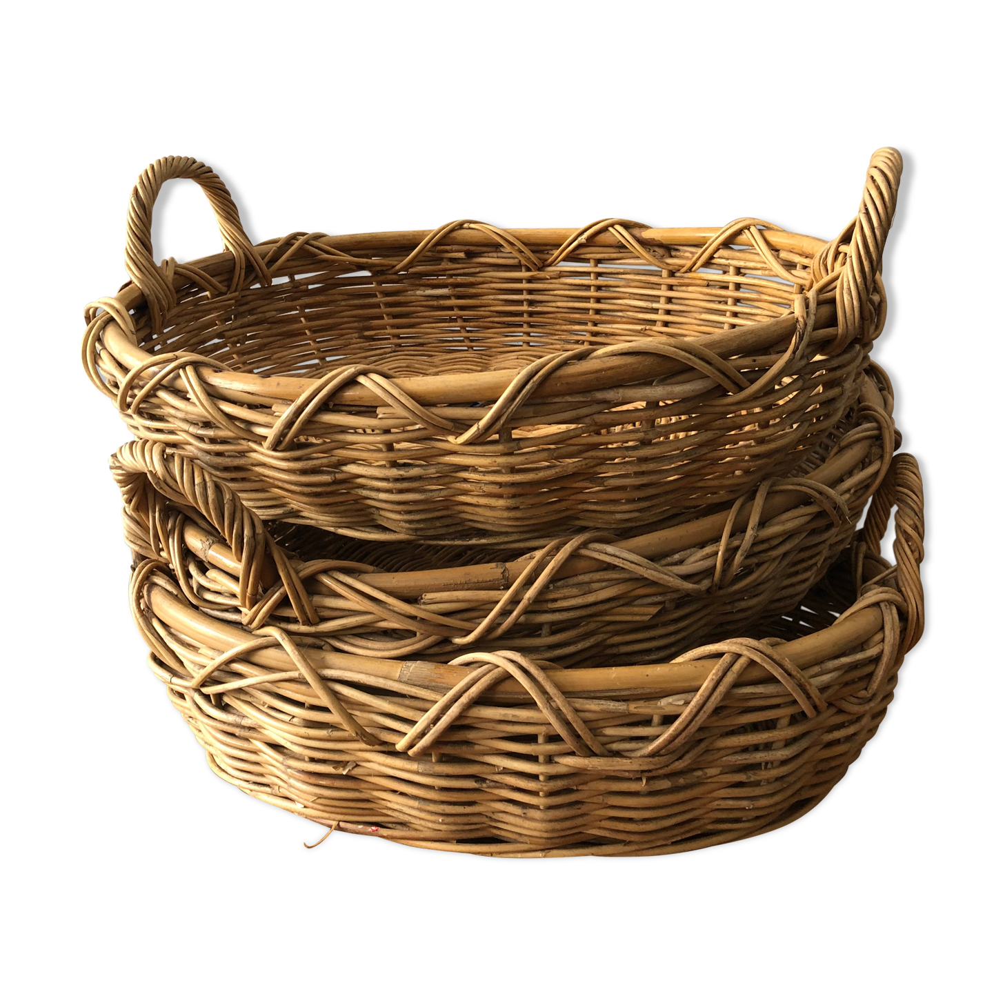 Lot of 3 rattan baskets