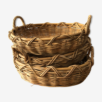 Lot of 3 rattan baskets