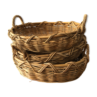 Lot of 3 rattan baskets