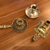 Lot de 3 bougeoirs en laiton et métal argenté