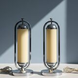 Pair of Bauhaus functionalist chrome table lamps, Czechoslovakia 1930s
