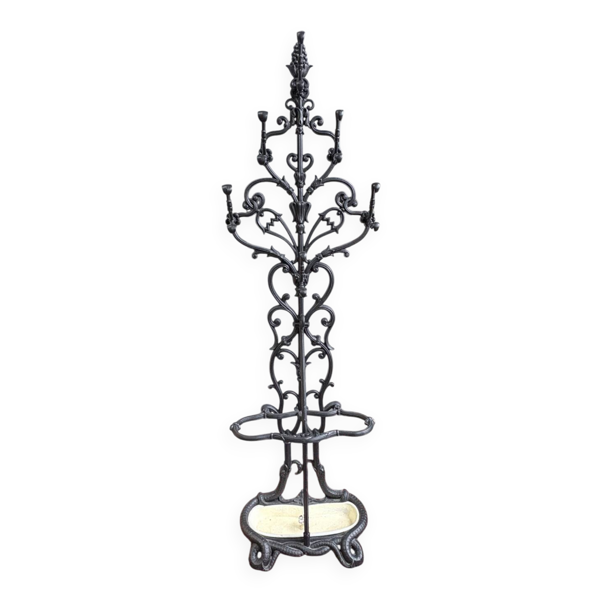 Art Nouveau cast iron coat rack