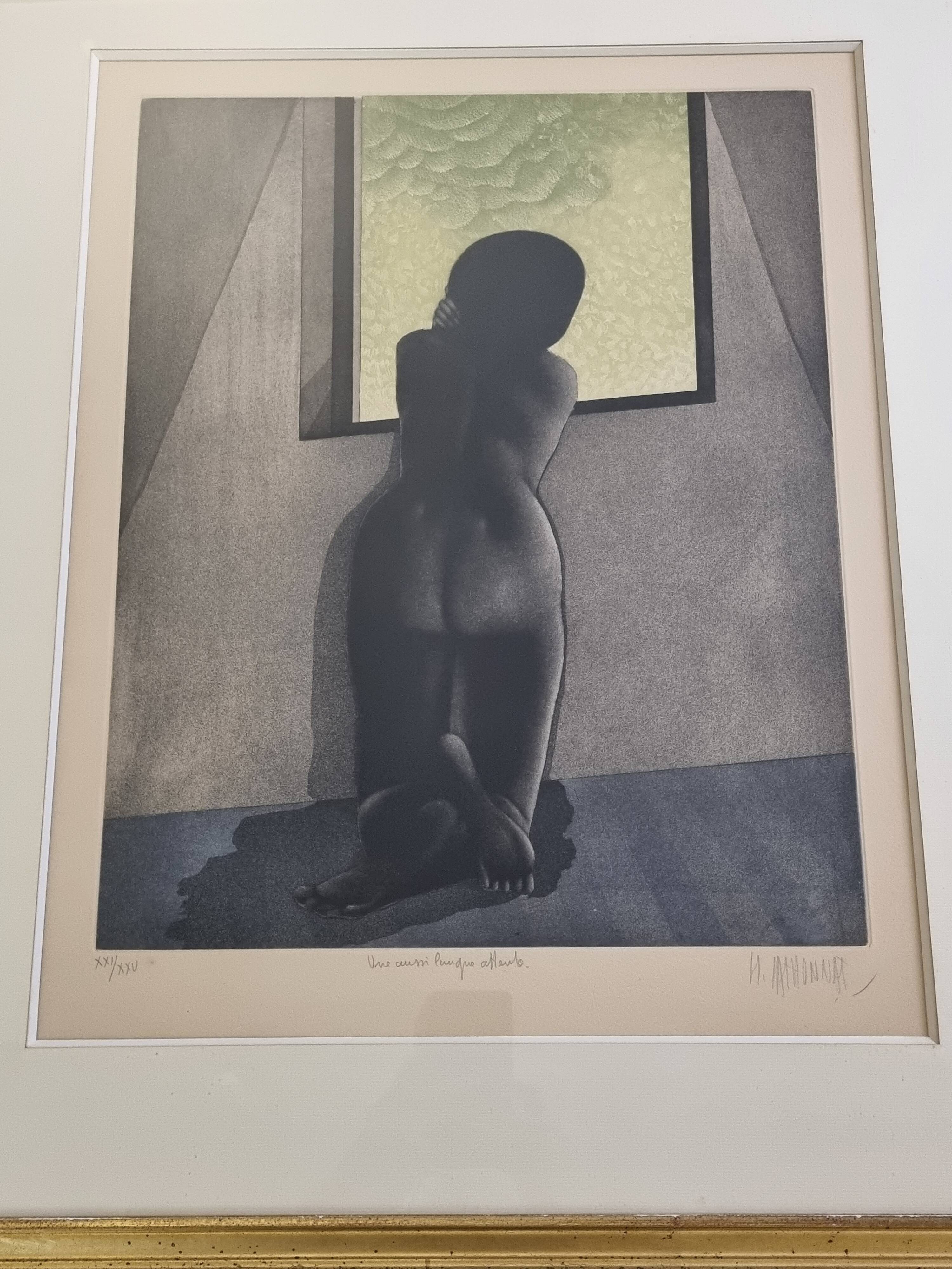 Michel Mathonnat, A Wait So Long, Signed etching, 63 x 77 cm