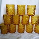 Pernod glasses with pineapple diamond tip decoration