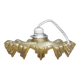 Vintage yellow glass suspension with corolla, glass chandelier, ceiling lamp.