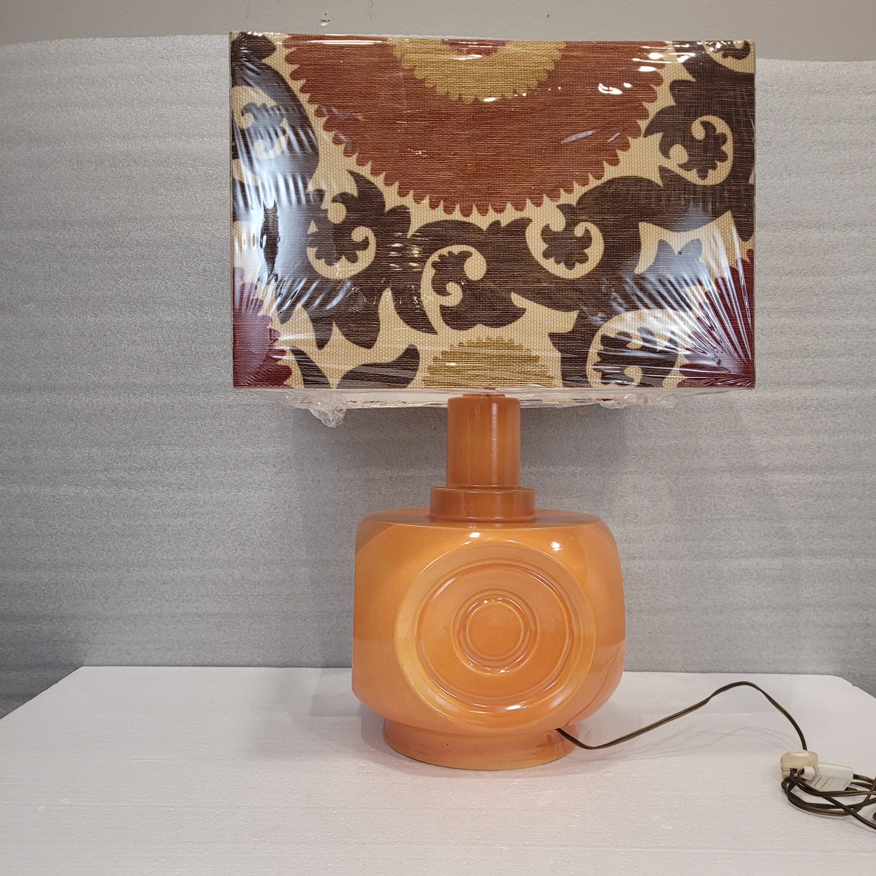 Orange ceramic lamp, 60's – Germany