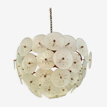 Veca ceiling lamp floral model gold structure, italy 1980s