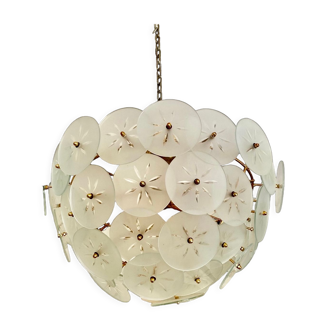 Veca ceiling lamp floral model gold structure, italy 1980s
