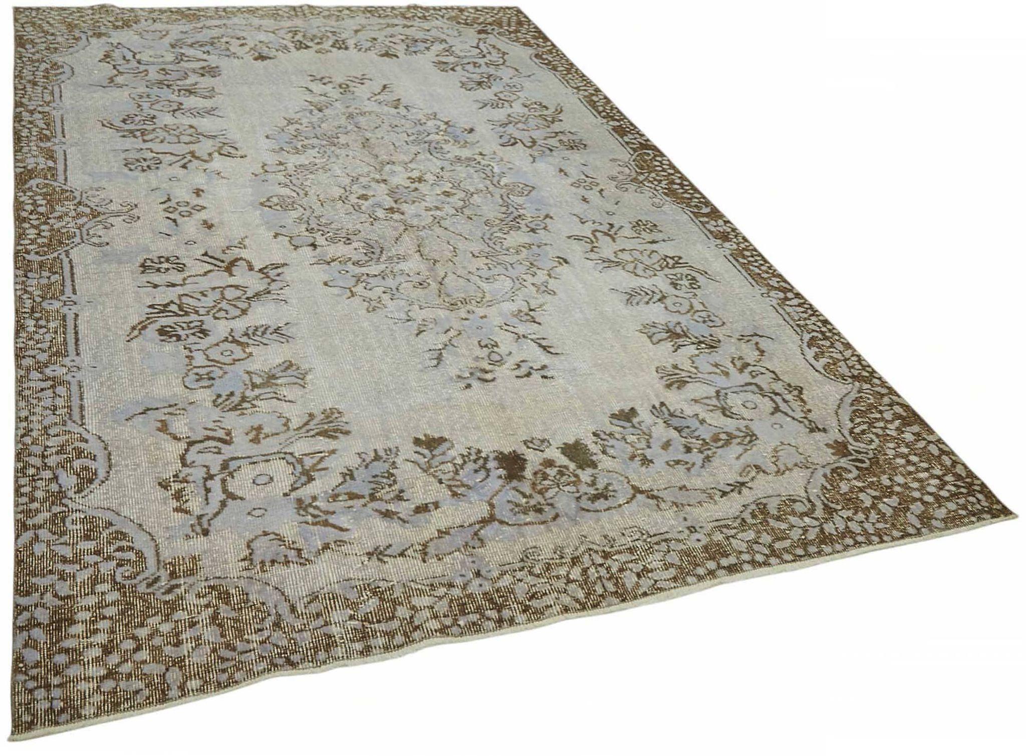 Overdyed Wool Vintage Handmade Carved Rug 178 cm x 275 cm