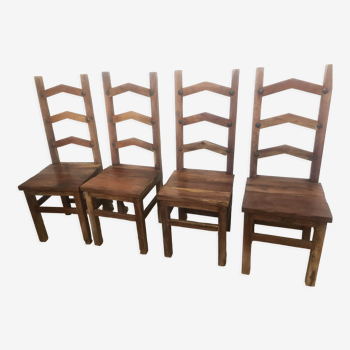 Set of 6 solid Indian teak chairs